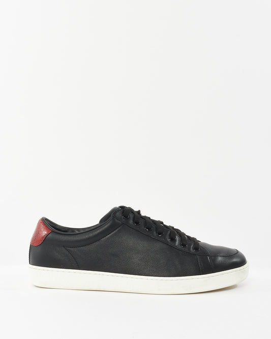 Gucci Black Leather & Red Snake Back Detail Sneaker - 8 MEN