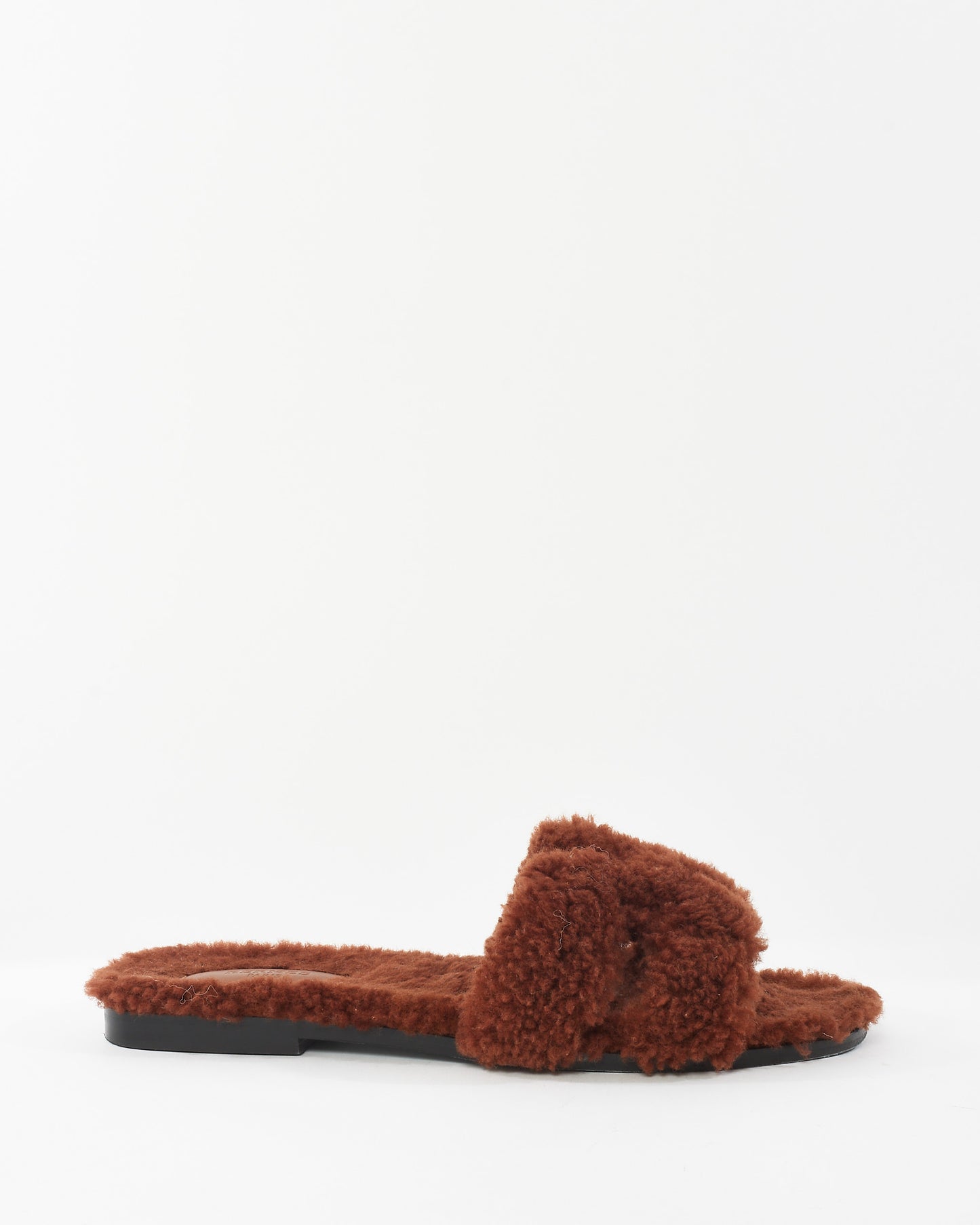 Hermès Brown Shearling Oran Sandals - 40