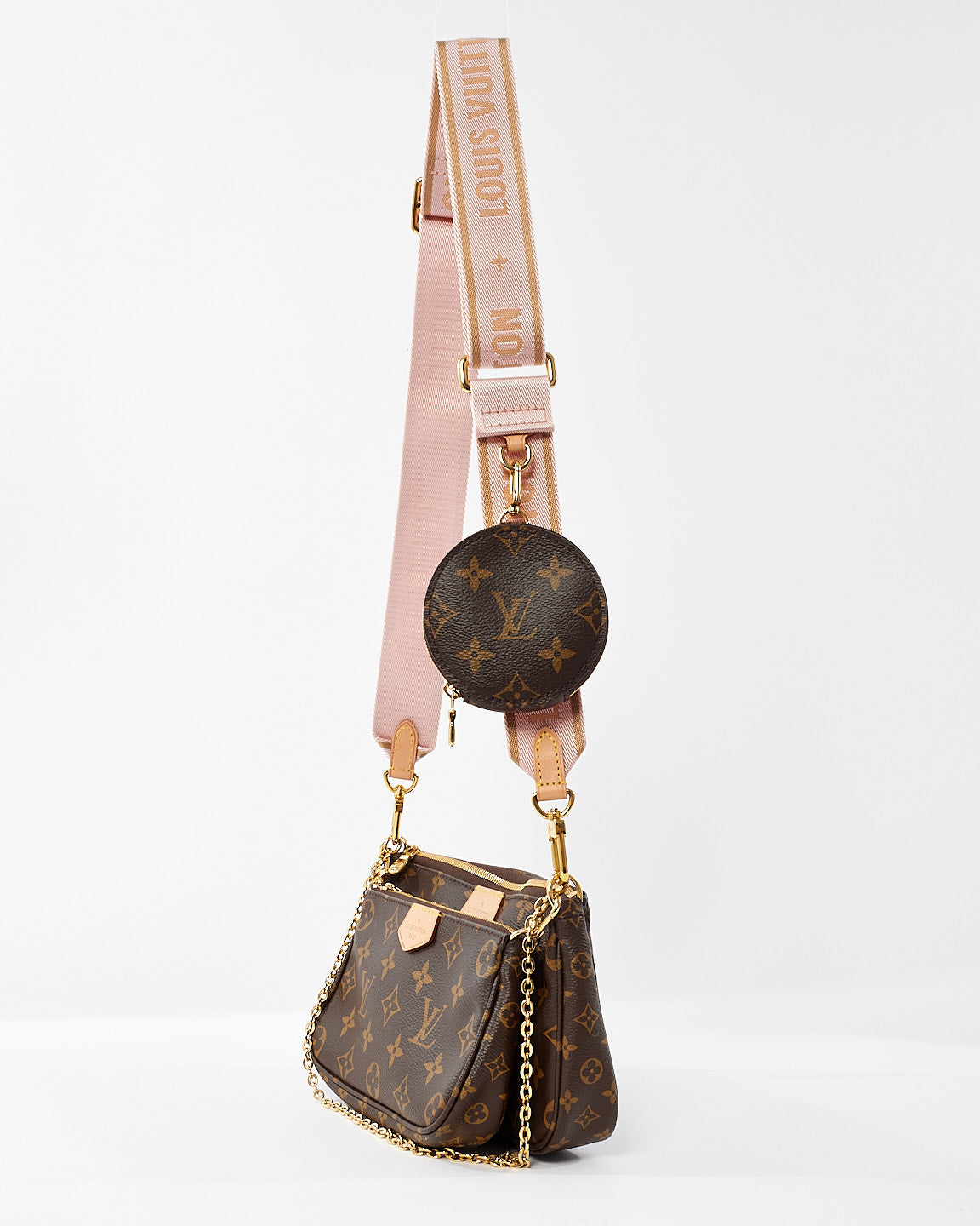 Louis Vuitton Monogram Coated Canvas Rose Multi Pochette Crossbody Bag