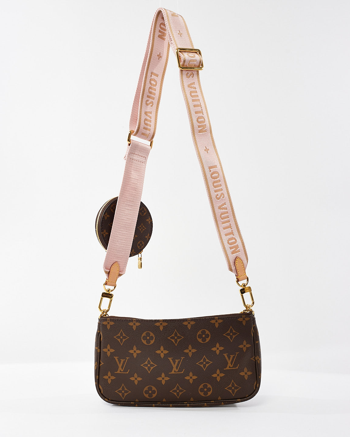 Louis Vuitton Monogram Coated Canvas Rose Multi Pochette Crossbody Bag