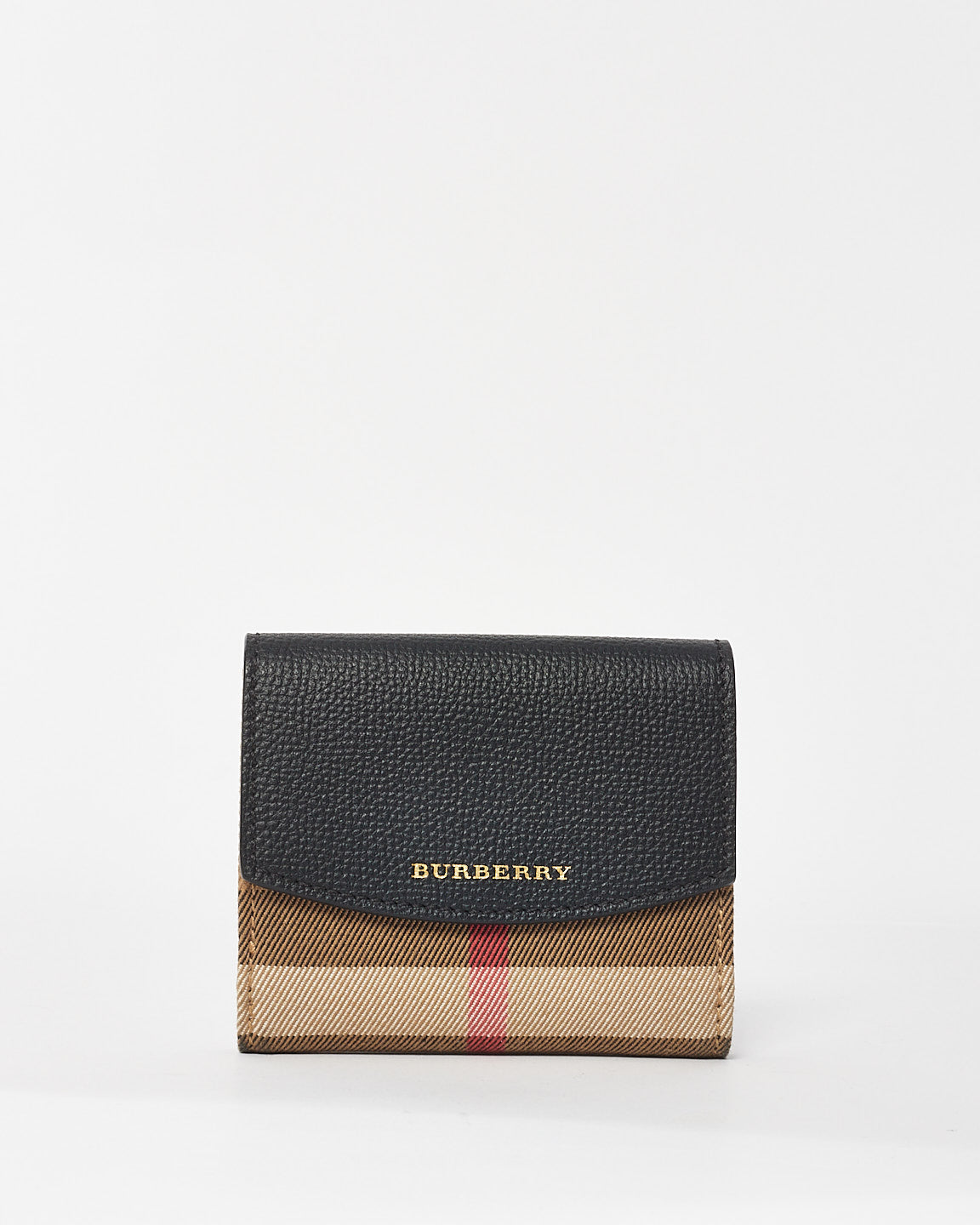 Burberry Black & House Check Canvas Small Wellington Bifold Wallet