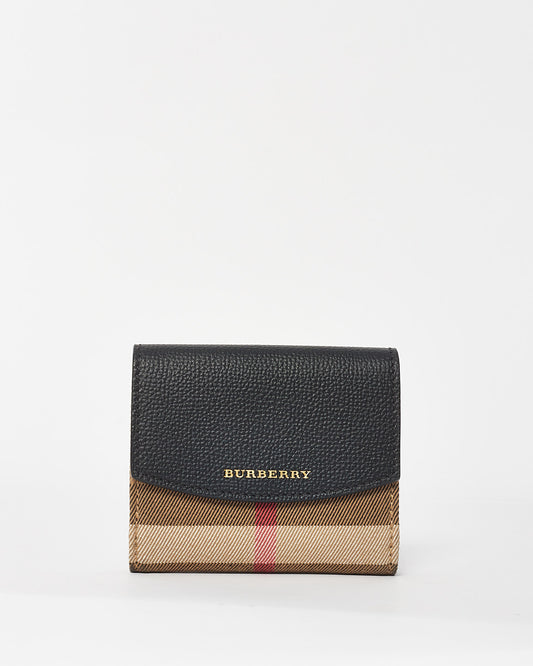 Burberry Black & House Check Canvas Small Wellington Bifold Wallet