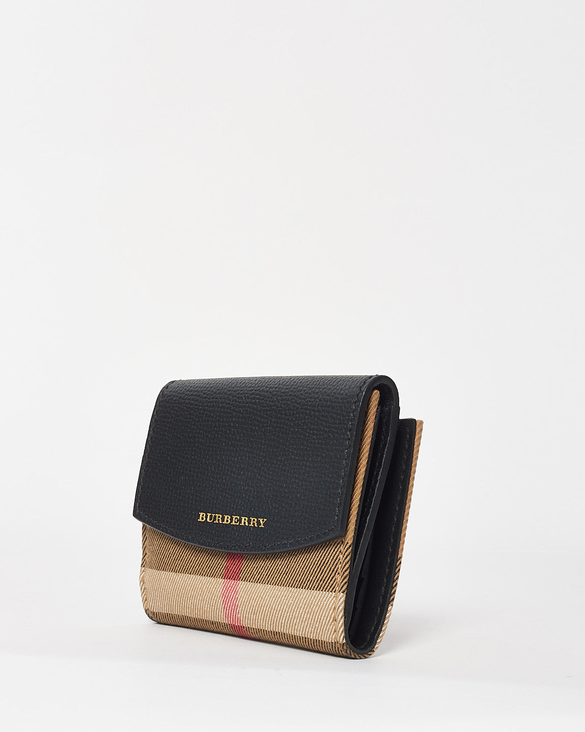 Burberry Black & House Check Canvas Small Wellington Bifold Wallet