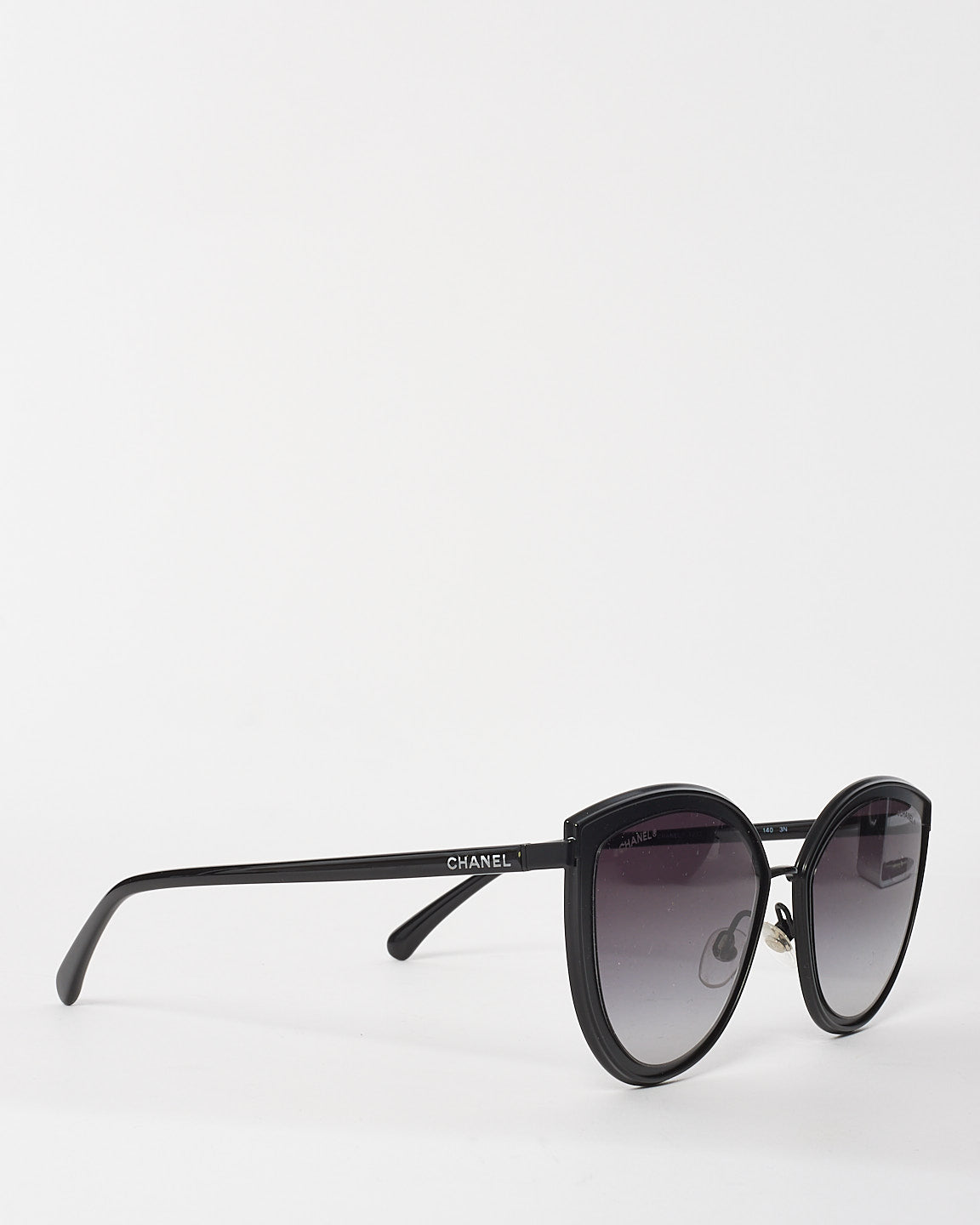 Chanel Black Metal Cat Eye Sunglasses 4222