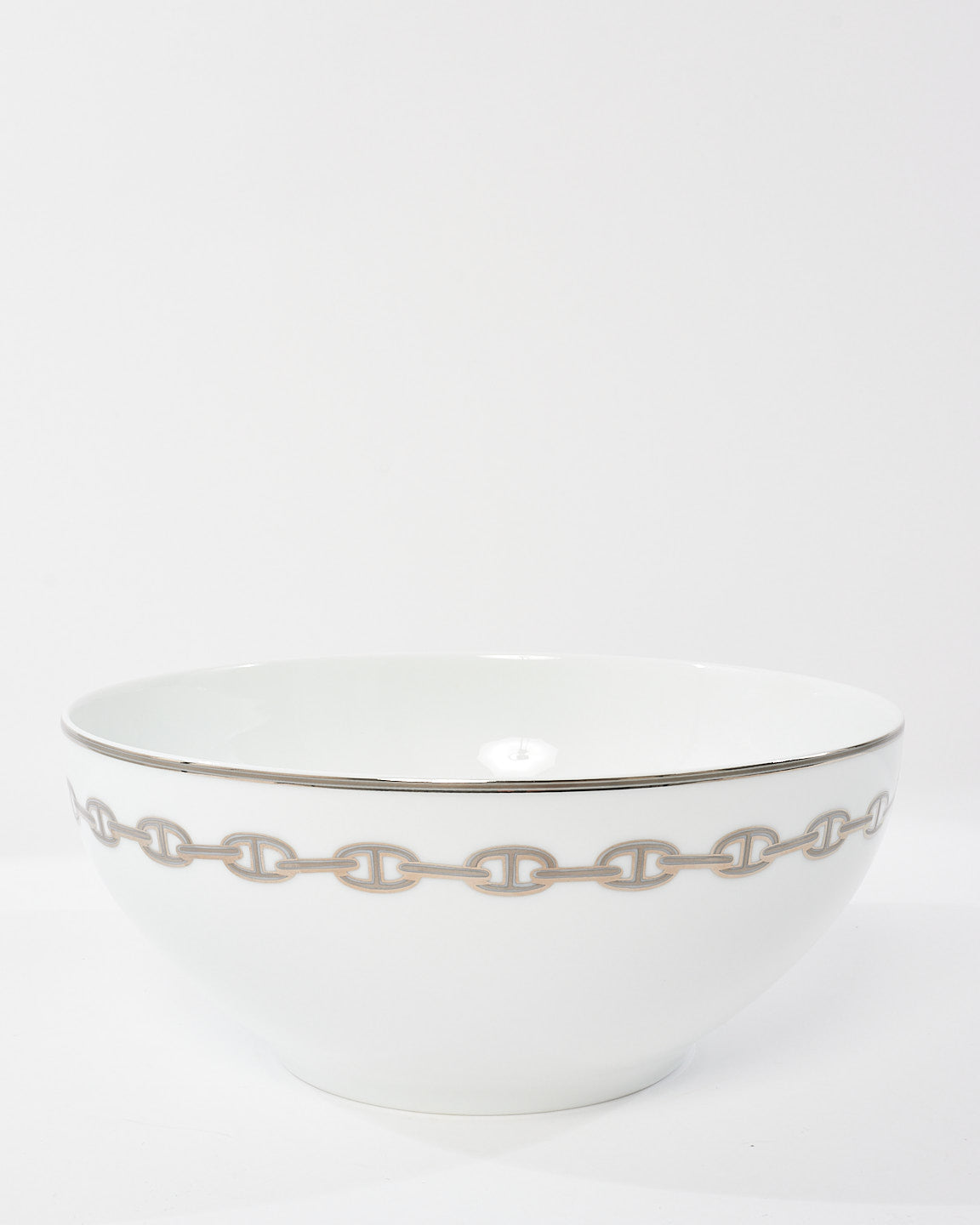 Hermès White & Silver Chaine D'Ancre Bowl