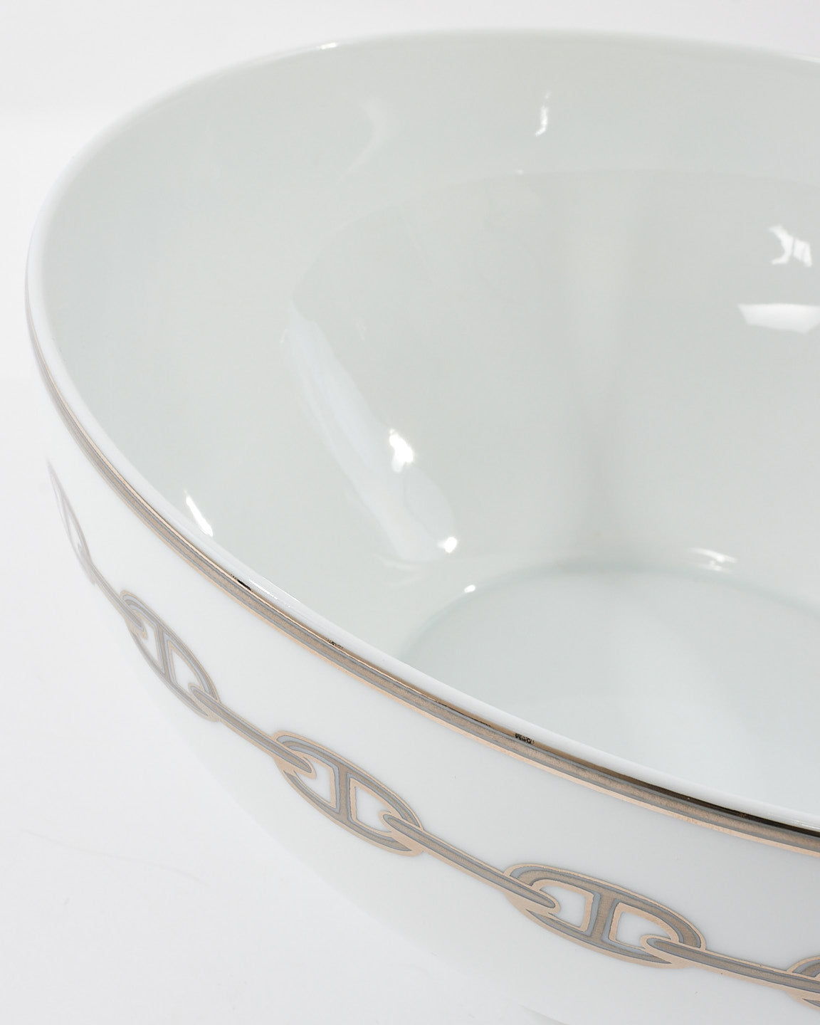 Hermès White & Silver Chaine D'Ancre Bowl