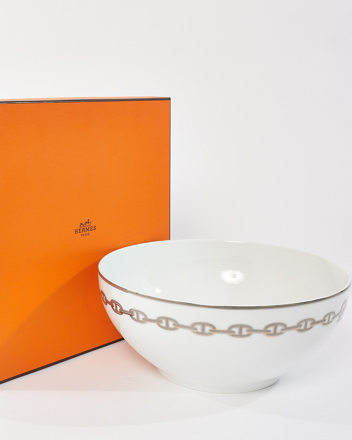 Hermès White & Silver Chaine D'Ancre Bowl