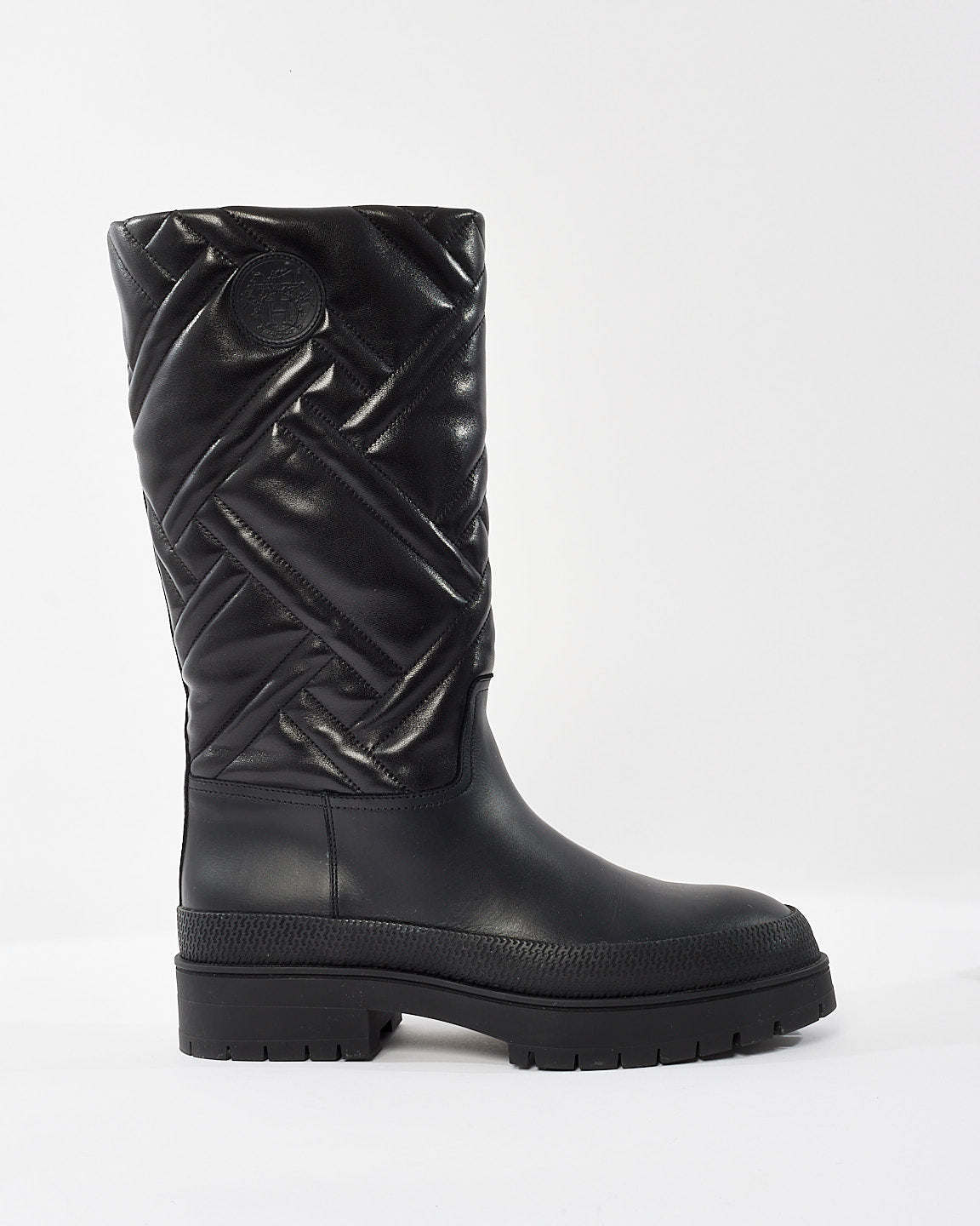 Hermès Black Leather Fuji High Shaft Boots  - 37.5