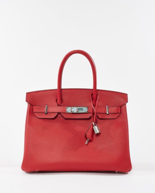 Hermès Red Epsom Leather Birkin 30 SHW