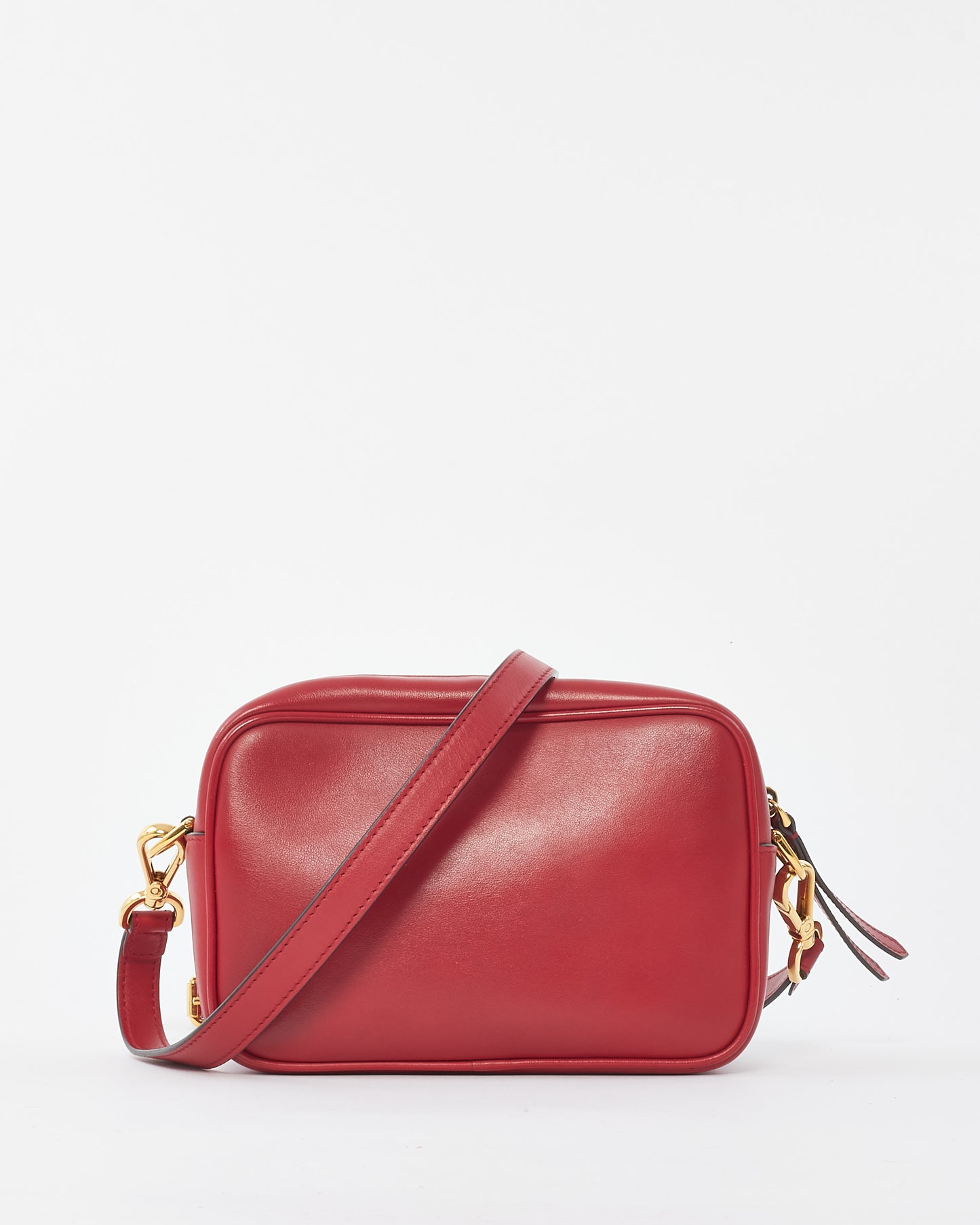 Fendi Red Embossed Logo Leather Mini Camera Bag