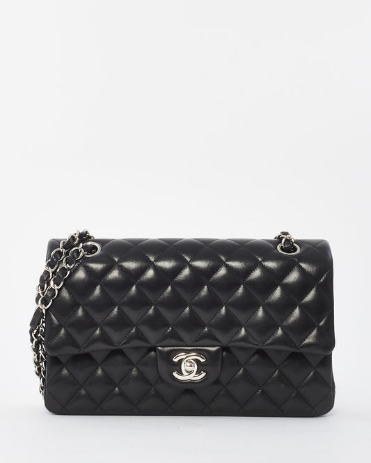 Chanel Black Lambskin Leather Classic Medium Double Flap Bag with SHW