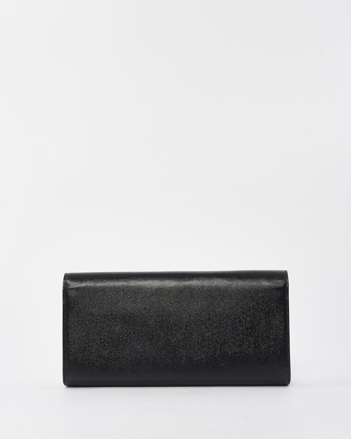 Saint Laurent Black Grained Leather YSL Logo Embossed Clutch