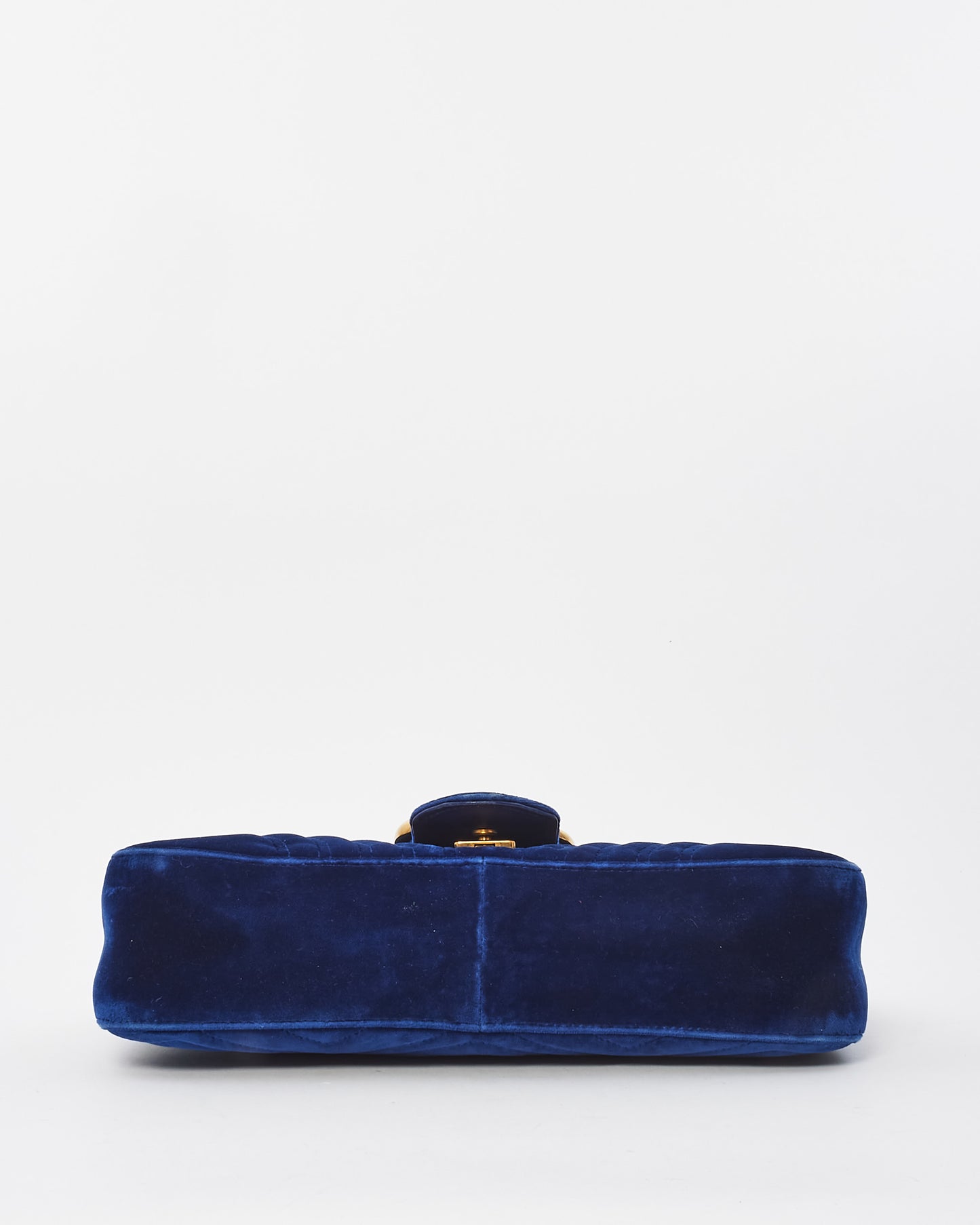 Gucci Blue Velvet Marmont Medium Flap Shoulder Bag