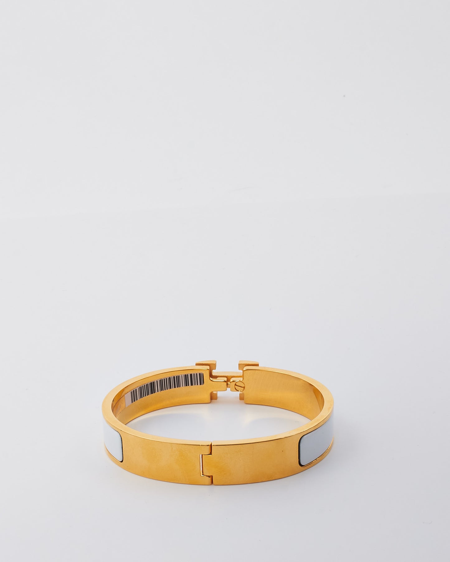 Hermès White & Gold Clic Clac H Bracelet - GM