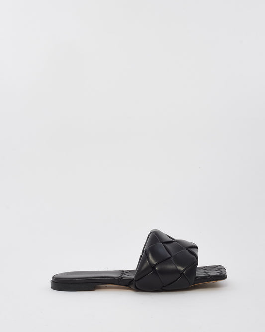 Bottega Veneta Black Intrecciato Leather Lido Flat Sandals - 40