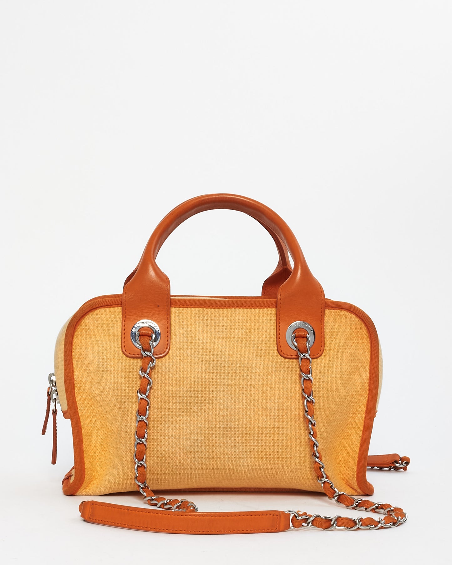 Chanel Orange Canvas Deauville Small Bowling Bag