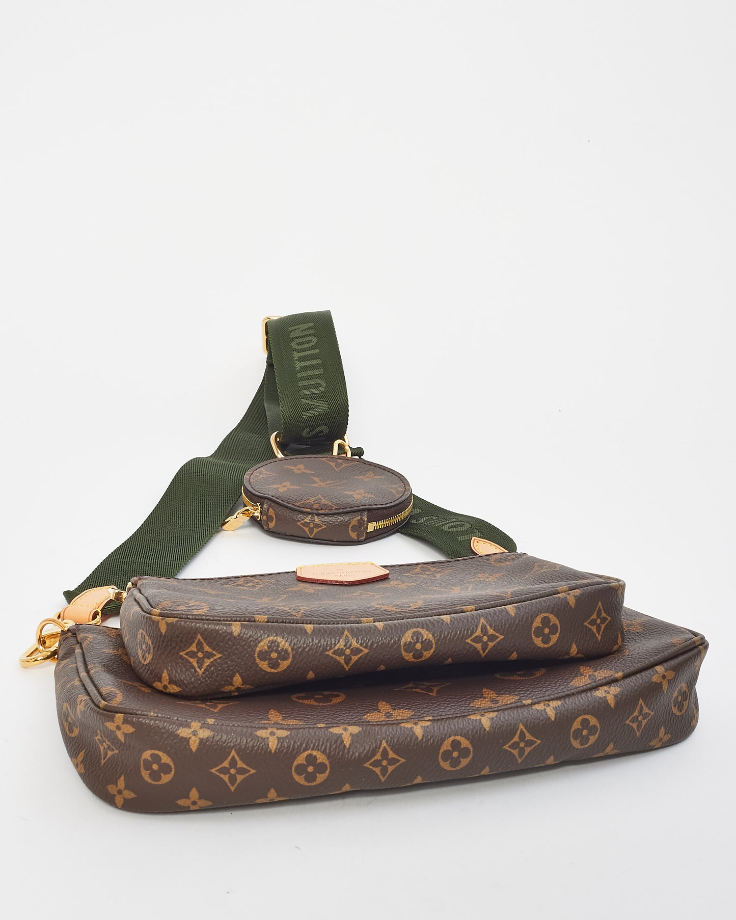 Louis Vuitton Monogram Canvas & Green Strap Multi Pochette Accessoires Bag