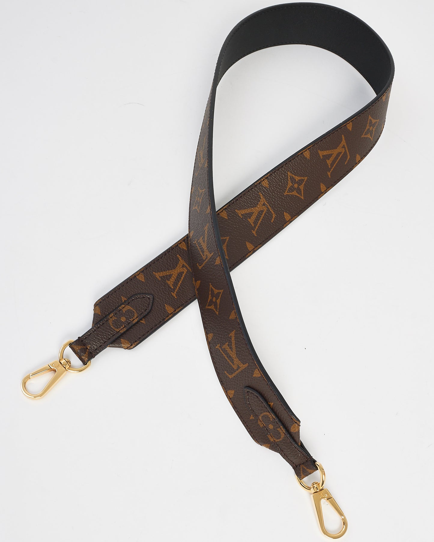 Louis Vuitton Black Leather & Monogram Canvas Bandoulière XL Strap