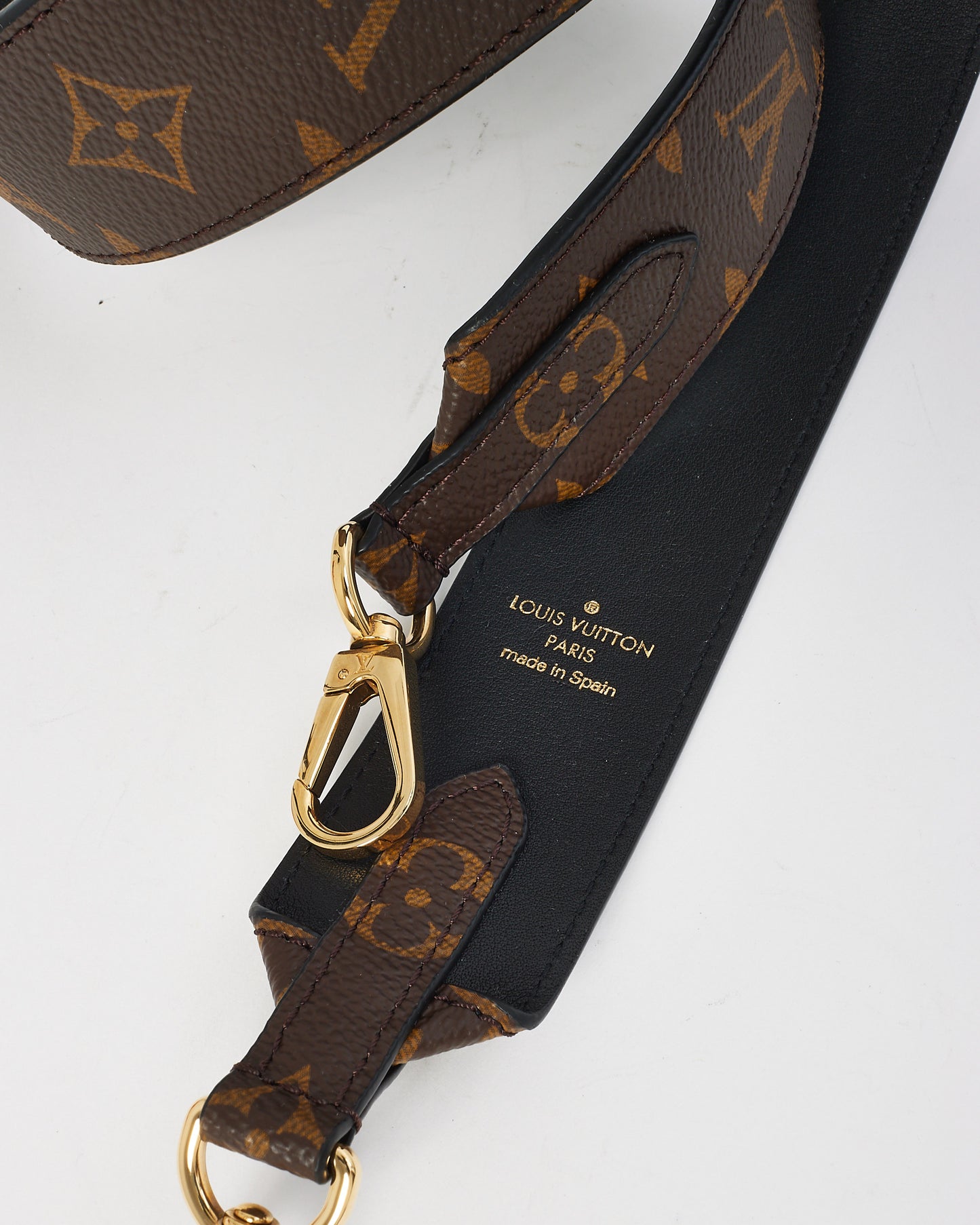 Louis Vuitton Black Leather & Monogram Canvas Bandoulière XL Strap