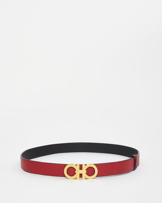 Salvatore Ferragamo Black & Red Reversible Leather Belt - 40/100