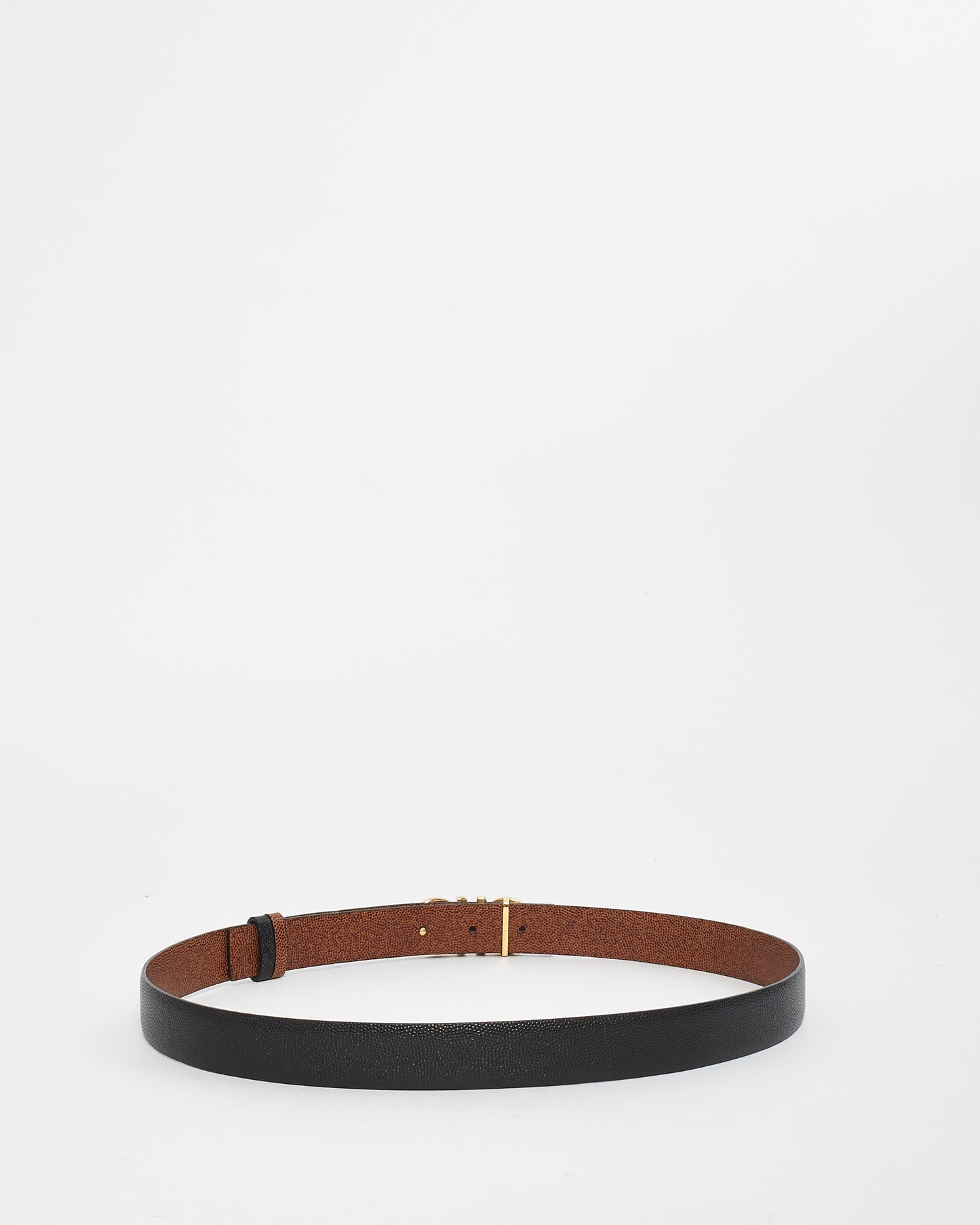 Salvatore Ferragamo Black & Brown Reversible Gold Buckle Belt - 40