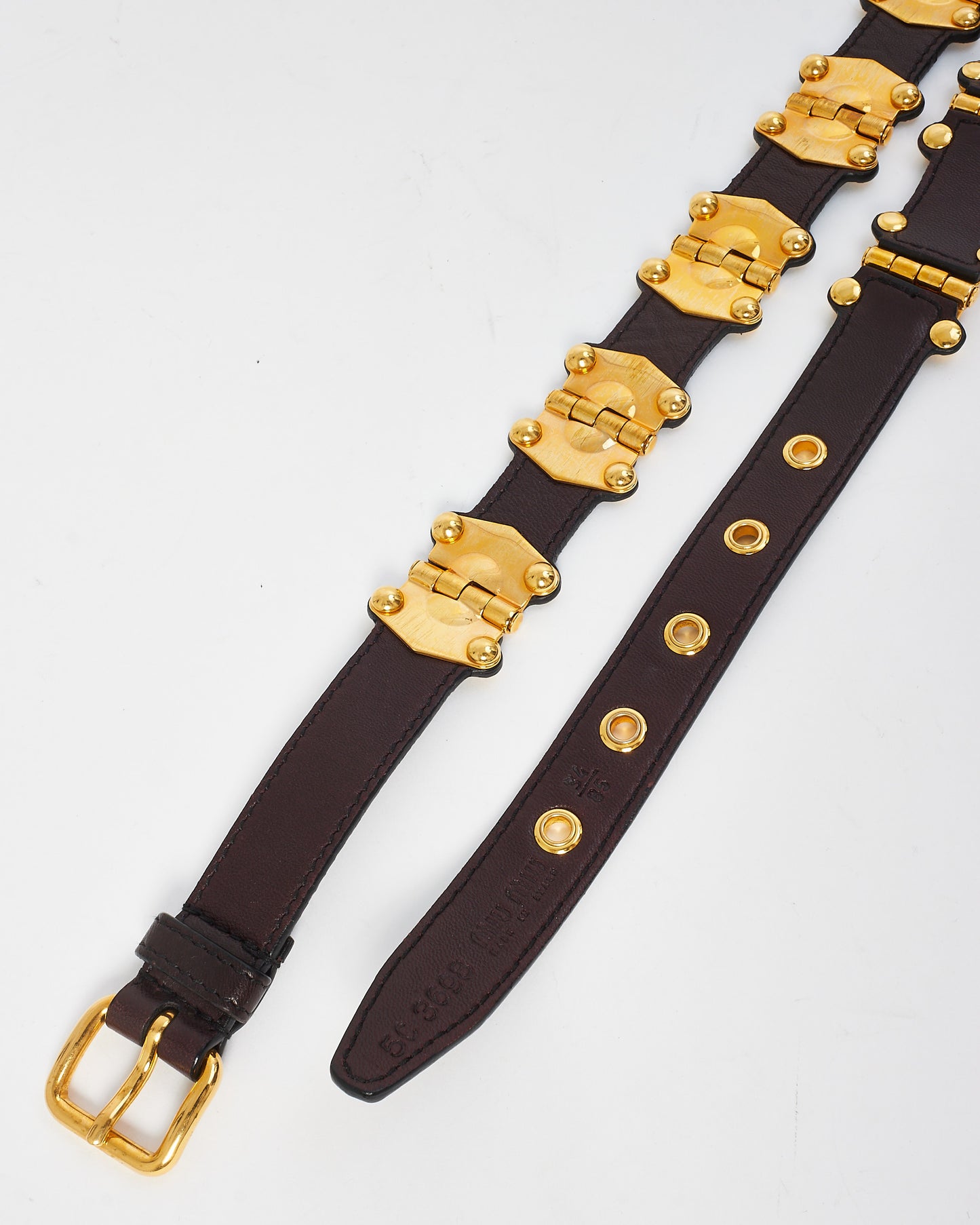 Miu Miu Vintage Brown Leather & Gold Hardware Belt - 85/34