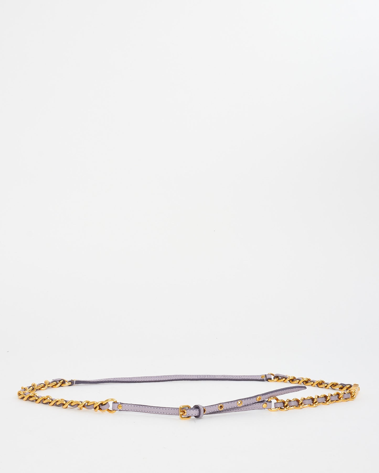 Miu Miu Lavender Leather & Gold Chain Thin Belt