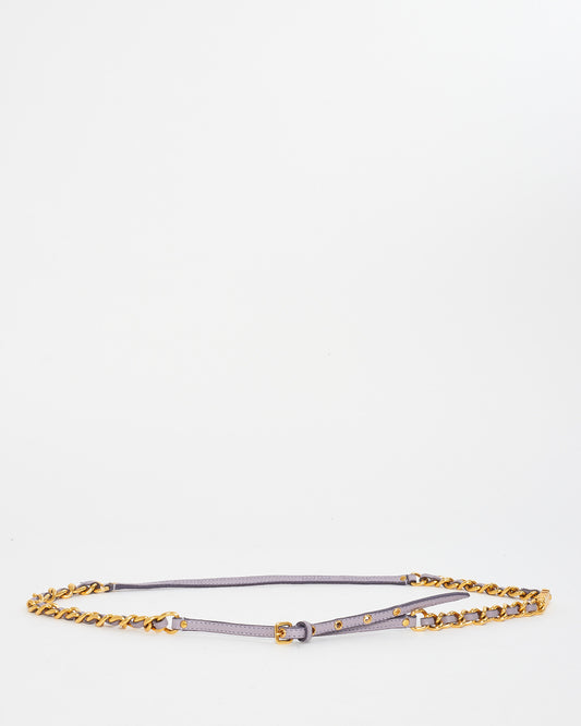 Miu Miu Lavender Leather & Gold Chain Thin Belt