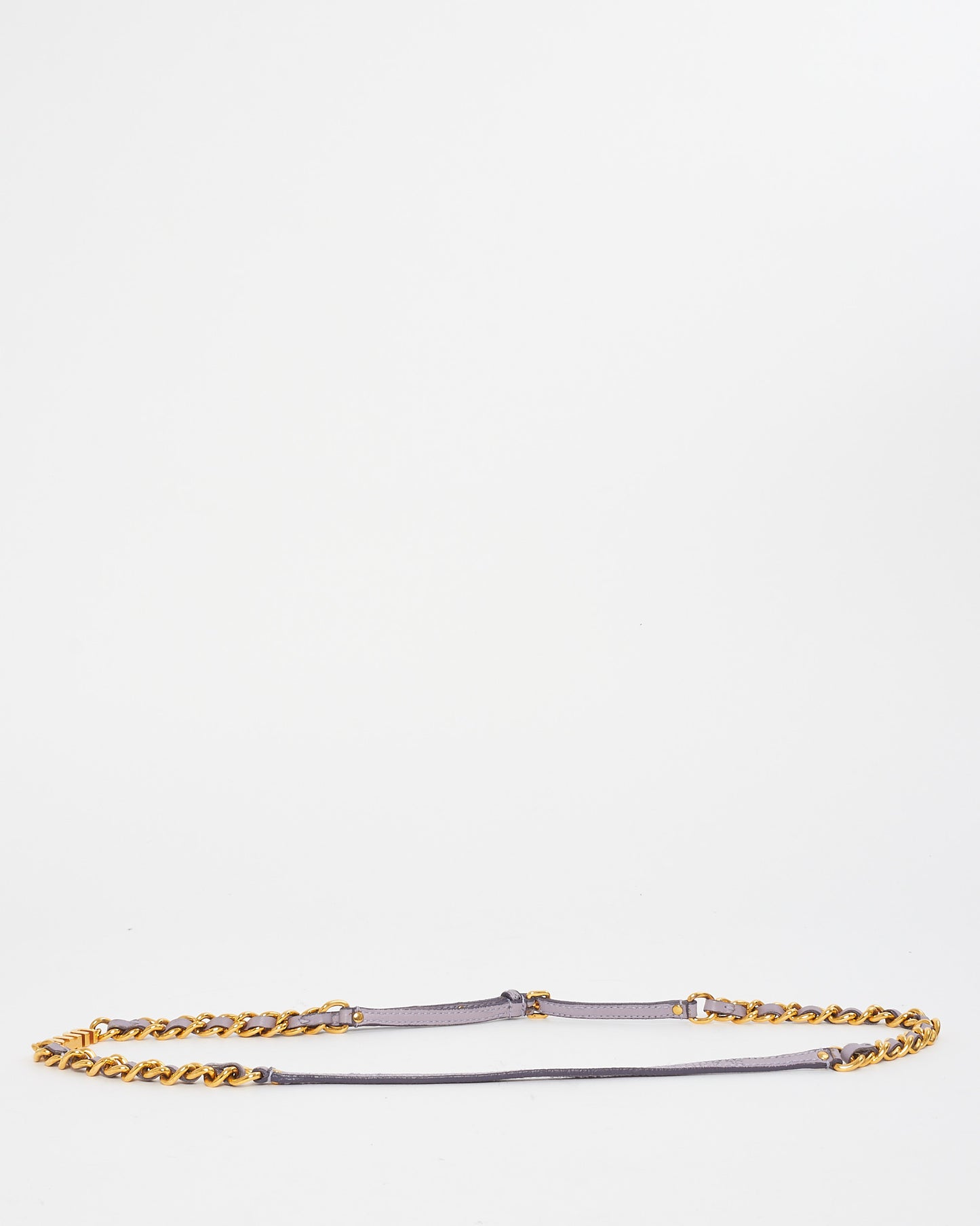 Miu Miu Lavender Leather & Gold Chain Thin Belt