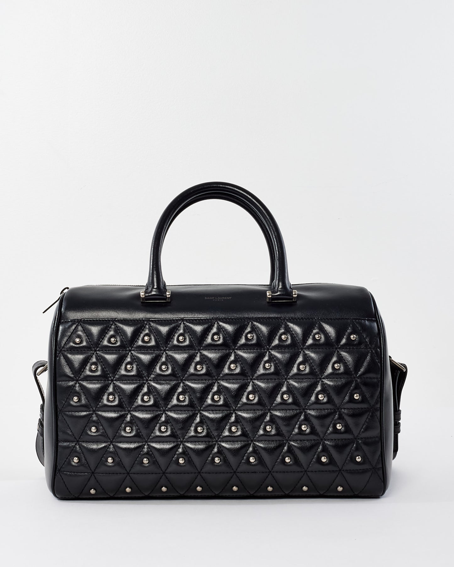 Saint Laurent Black Leather Studded Medium Duffle Bag