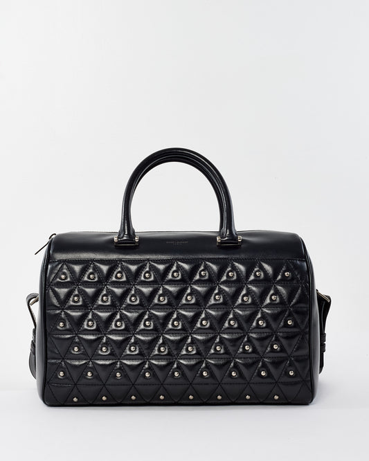 Saint Laurent Black Leather Studded Medium Duffle Bag