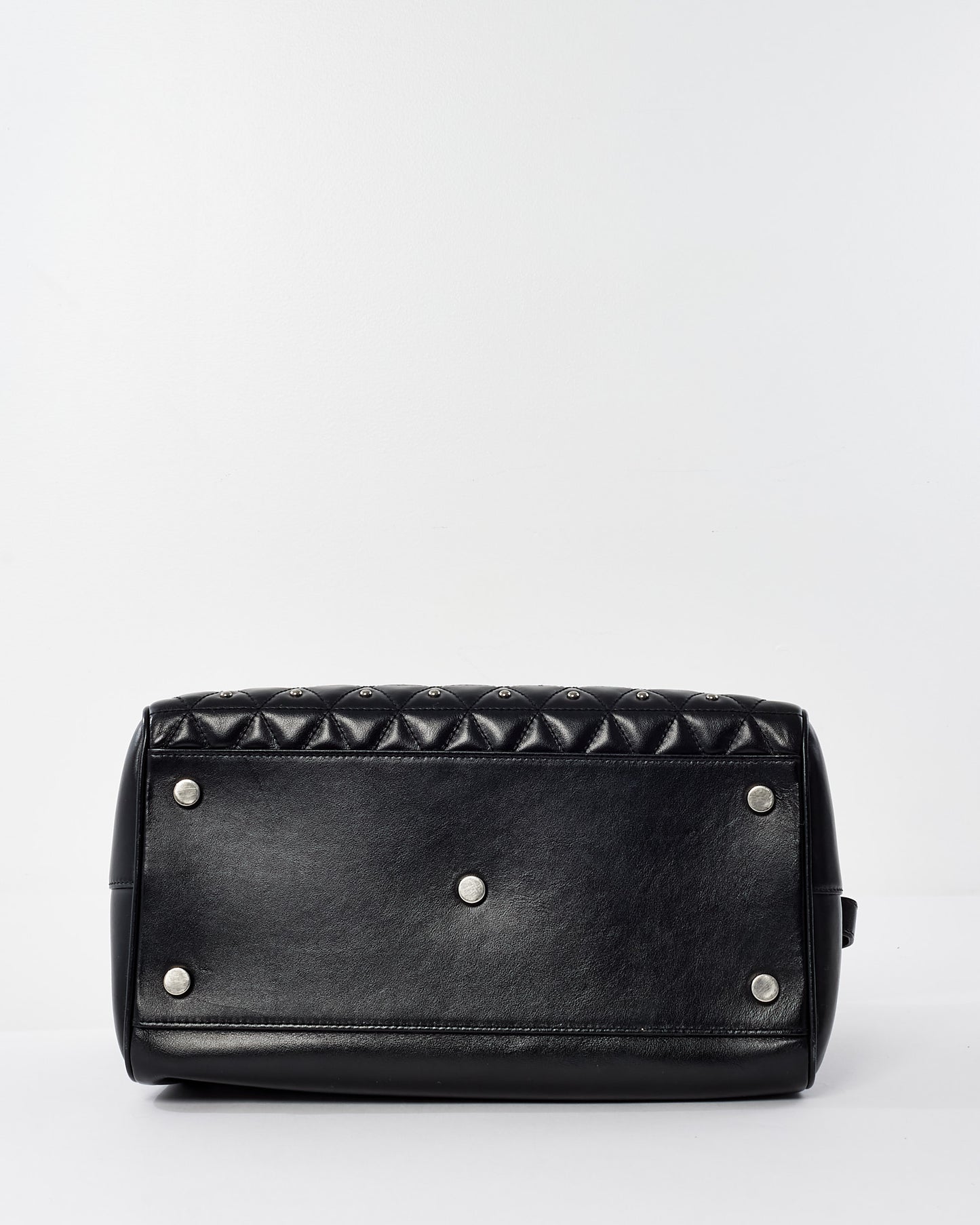 Saint Laurent Black Leather Studded Medium Duffle Bag