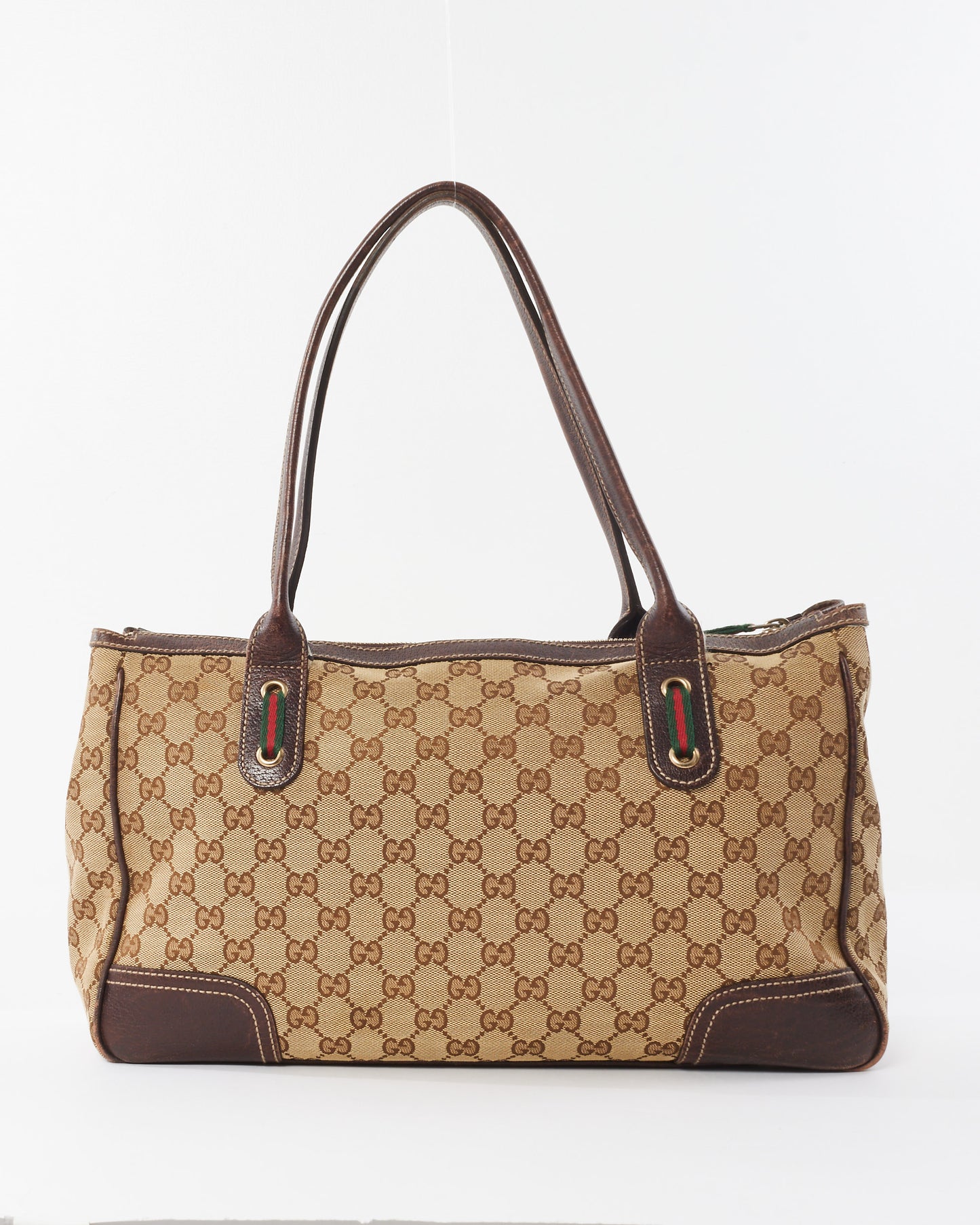 Gucci Brown/Beige Monogram Canvas Princy Sherry GG Tote Bag