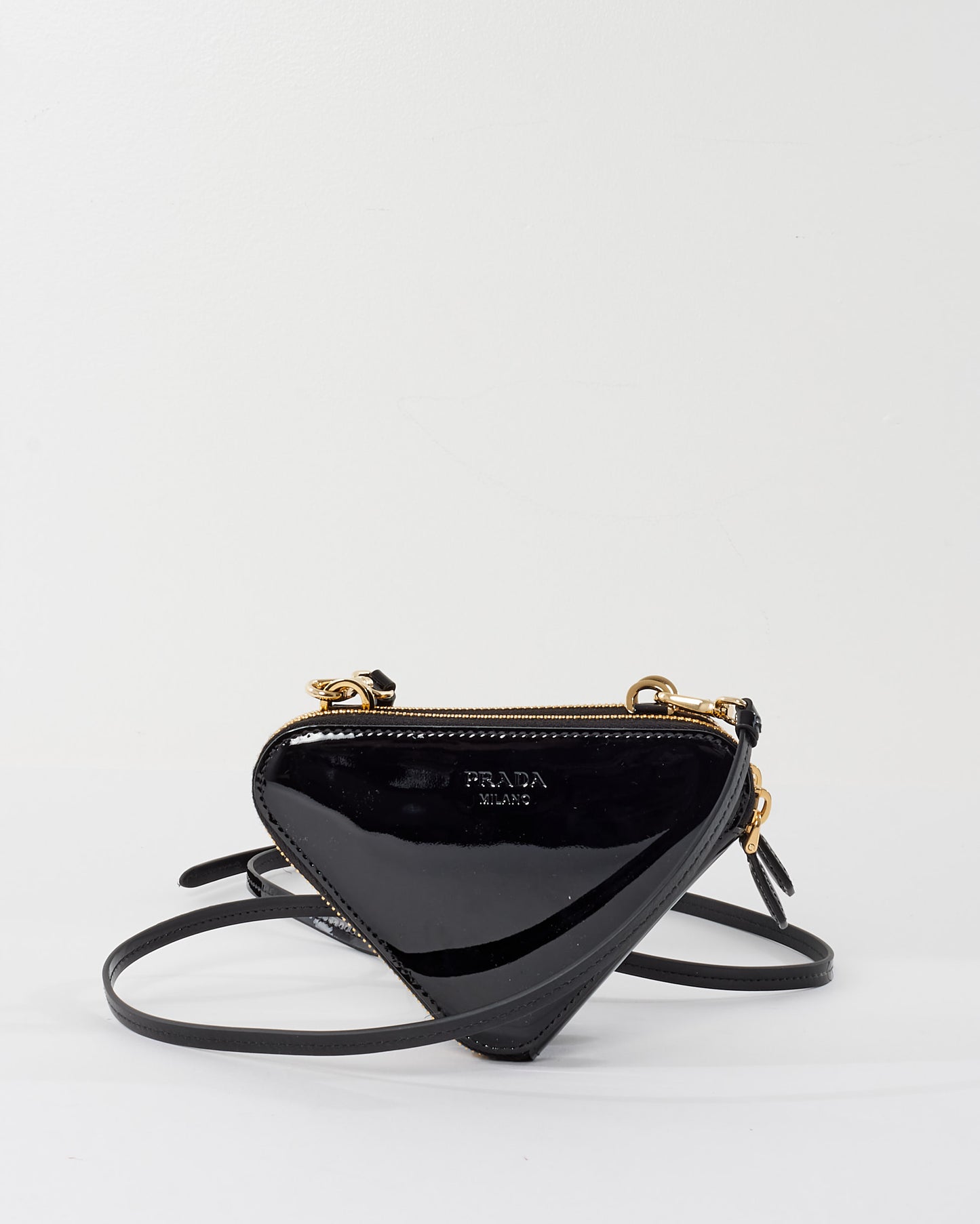 Prada Black Patent Leather Triangle Crossbody Bag