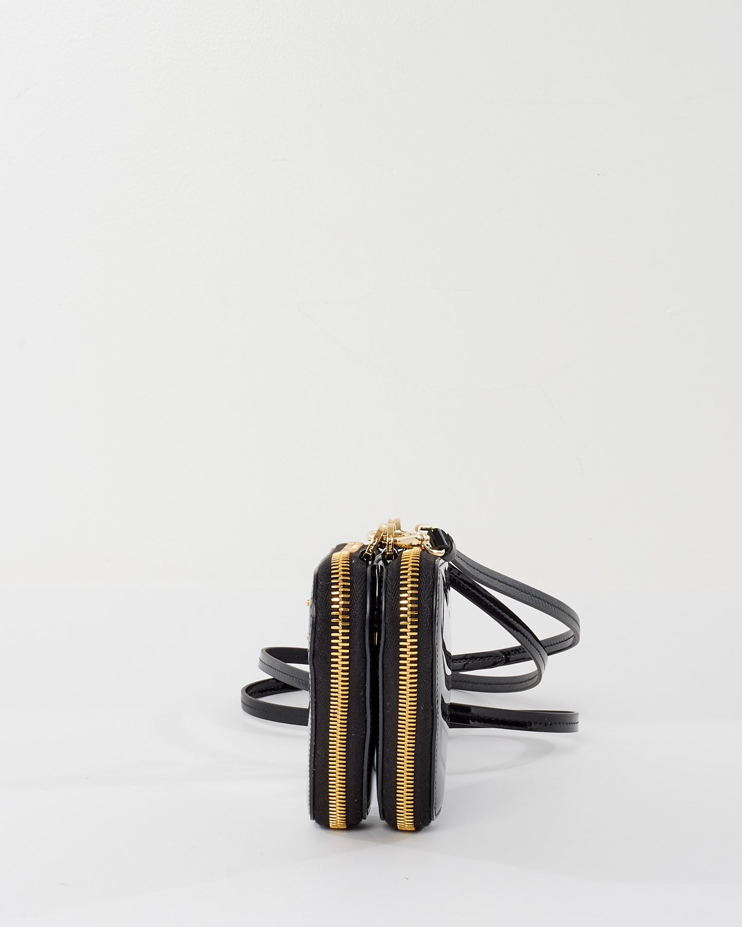 Prada Black Patent Leather Triangle Crossbody Bag