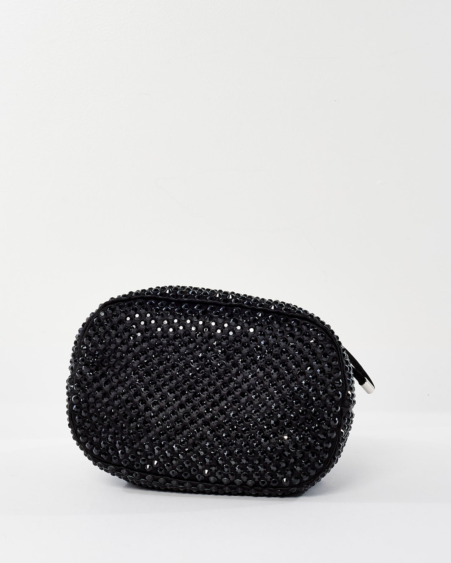 Prada Satin Black Crystal Mini Bucket Bag