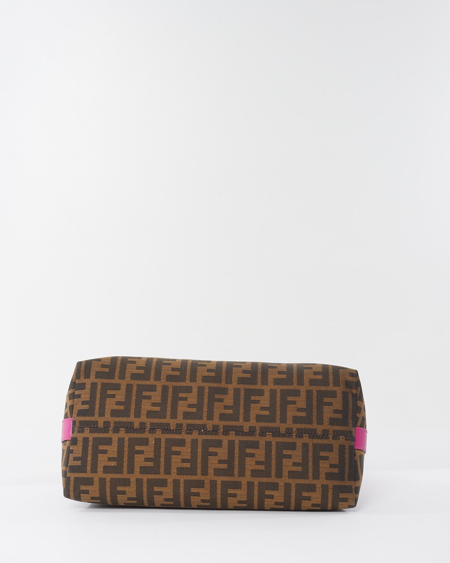 Fendi Pink Buckle Strap Brown Zucca Print Canvas Hobo Bag