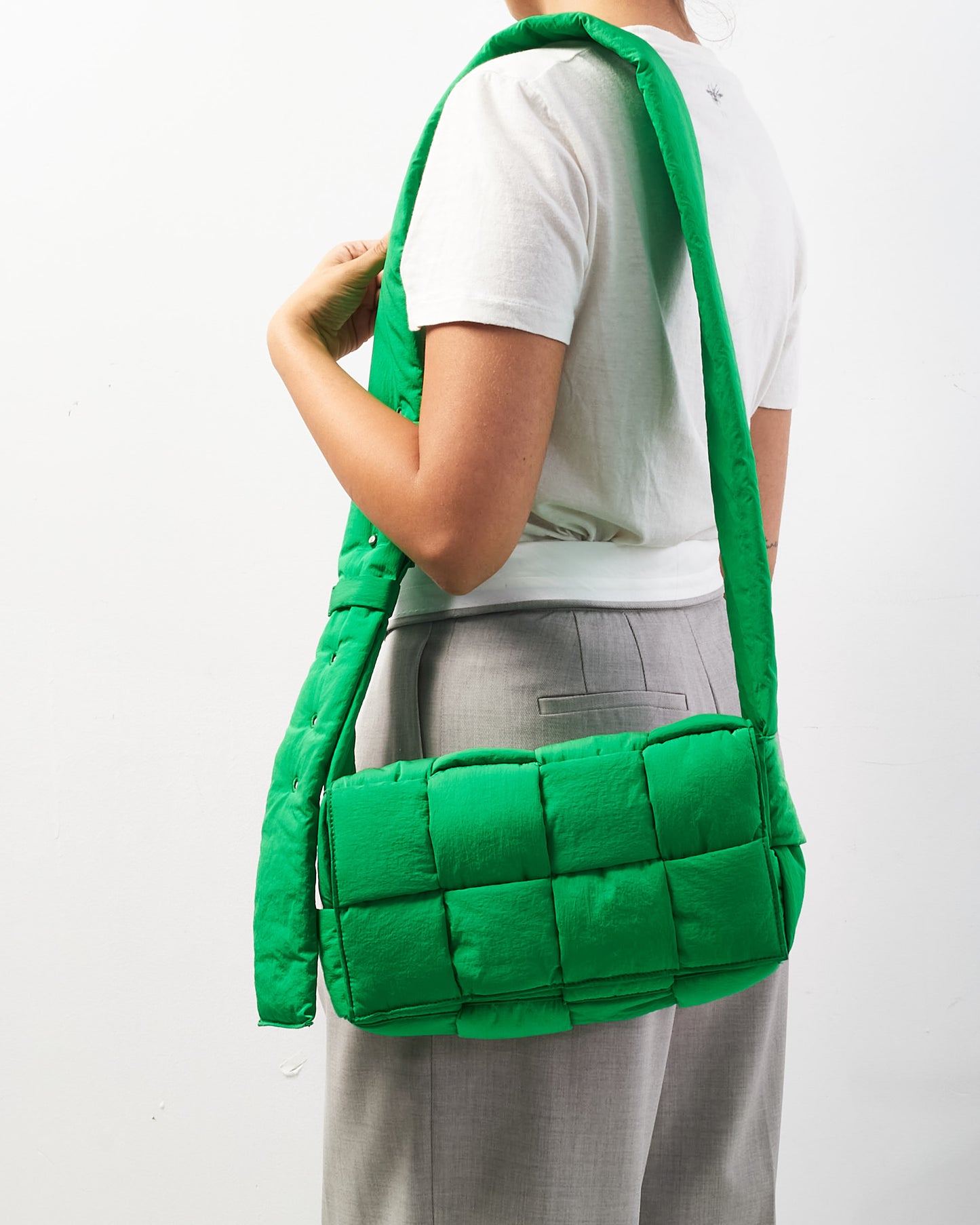 Bottega Veneta Parakeet Green Nylon Tech Padded Cassette Bag