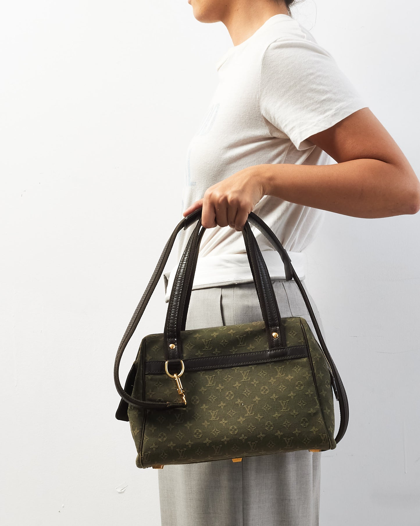 Louis Vuitton Green & Beige Monogram Mini Lin Canvas Josephine Bag with/ Strap