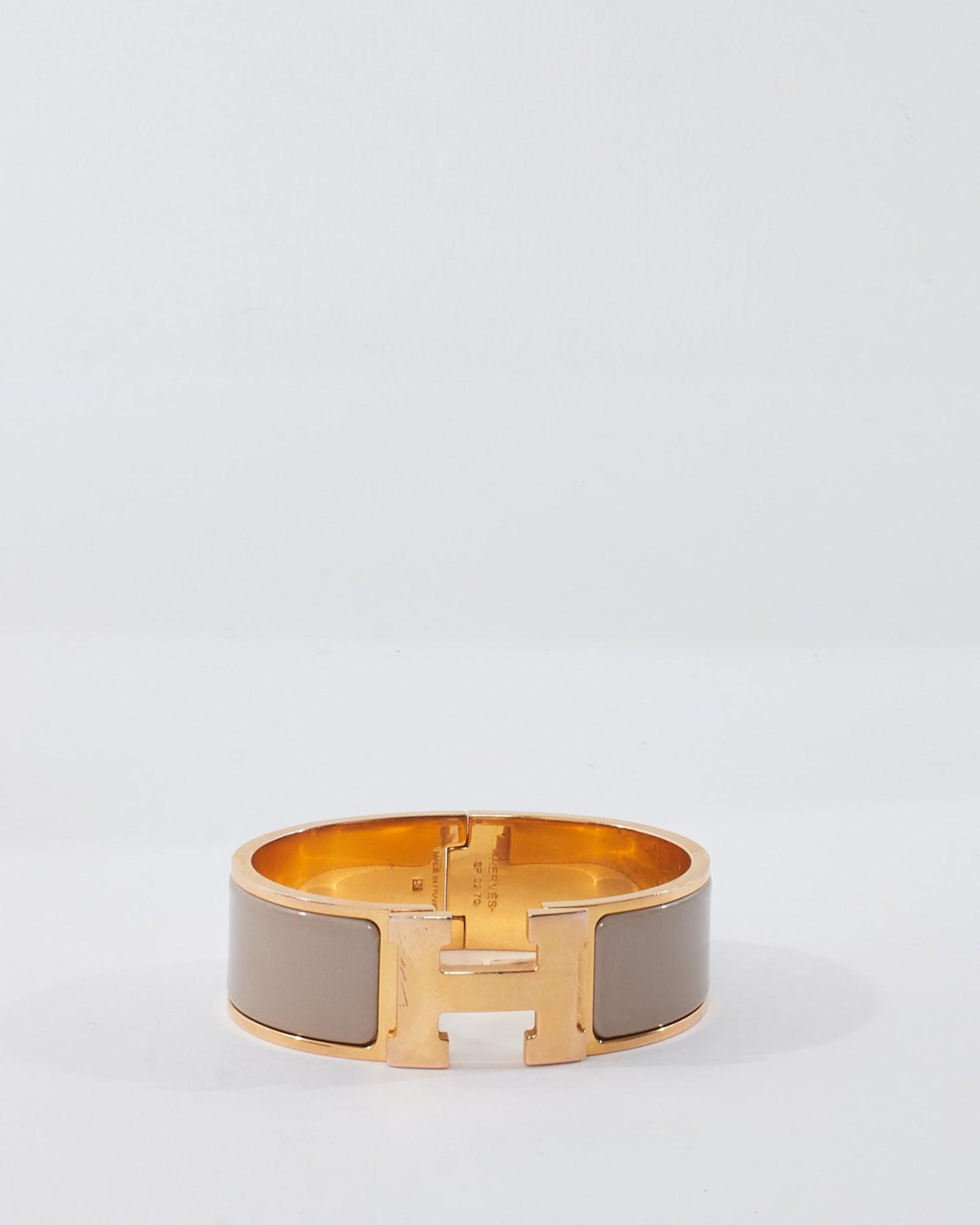 Hermès Gold Marron Glacé Metal Clic Clac Bracelet GM