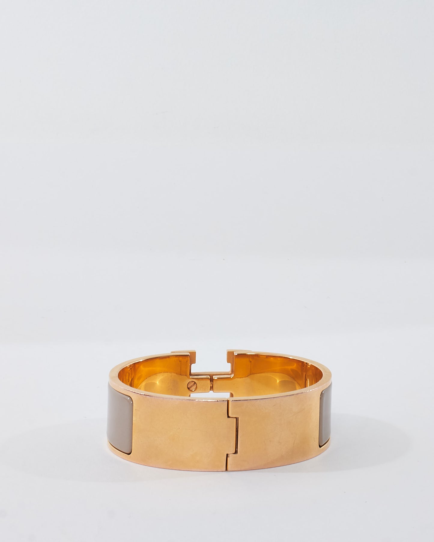 Hermès Gold Marron Glacé Metal Clic Clac Bracelet GM