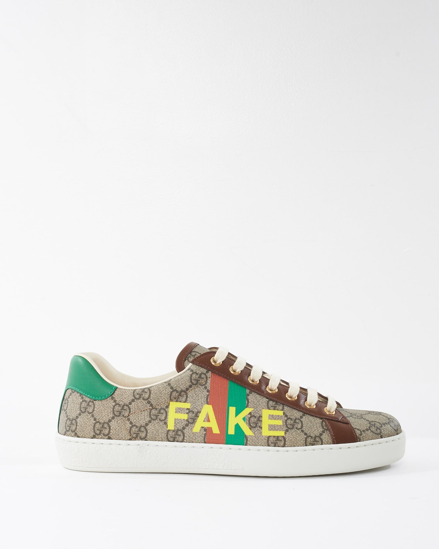 Gucci Men's Beige Monogram Fake Ace Sneakers - MEN 9