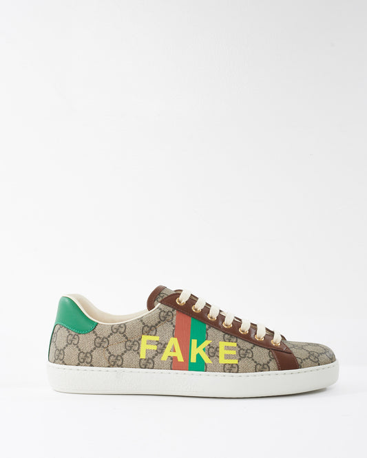 Gucci Men's Beige Monogram Fake Ace Sneakers - MEN 9