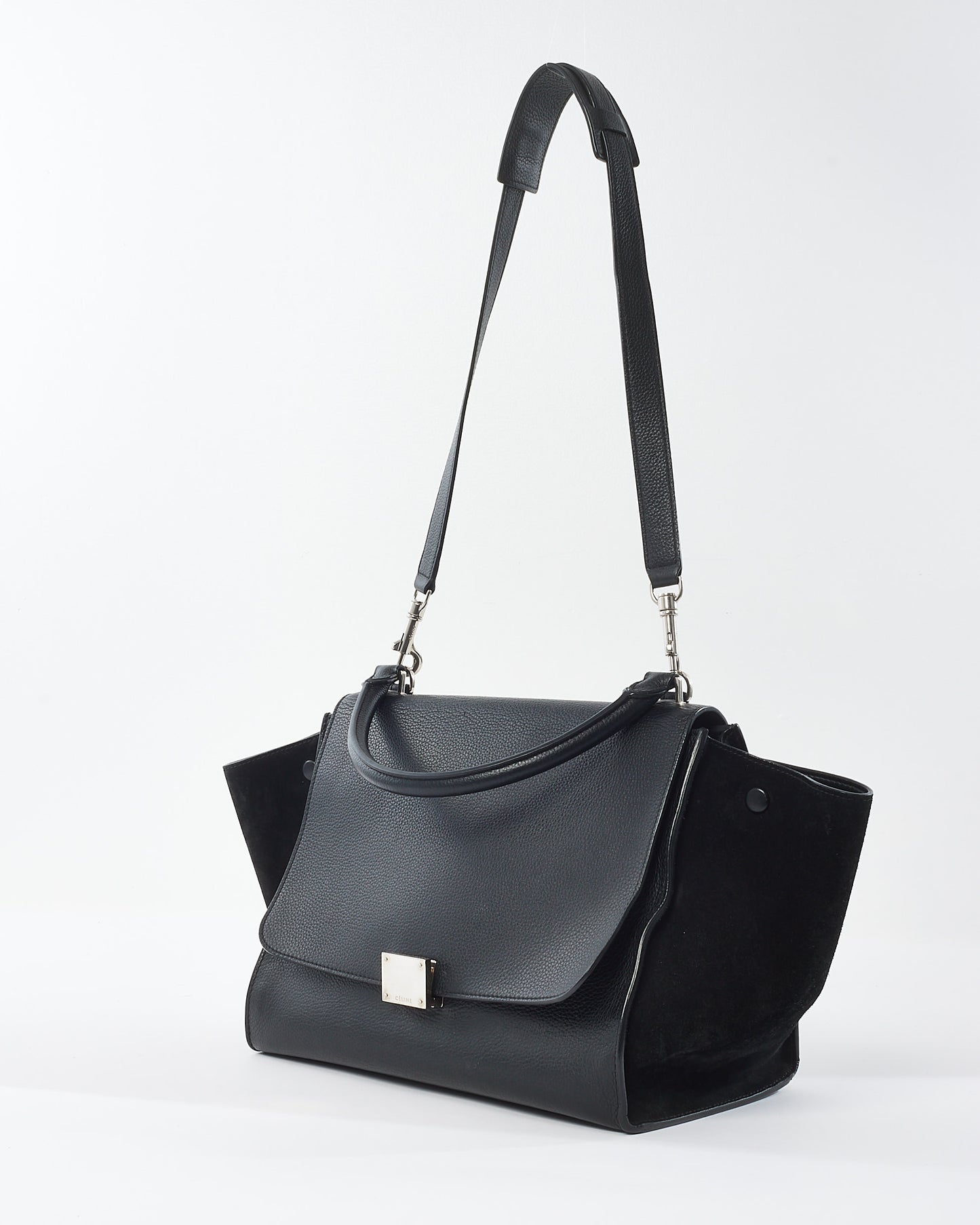 Celine Black Leather & Suede Trapeze Bag