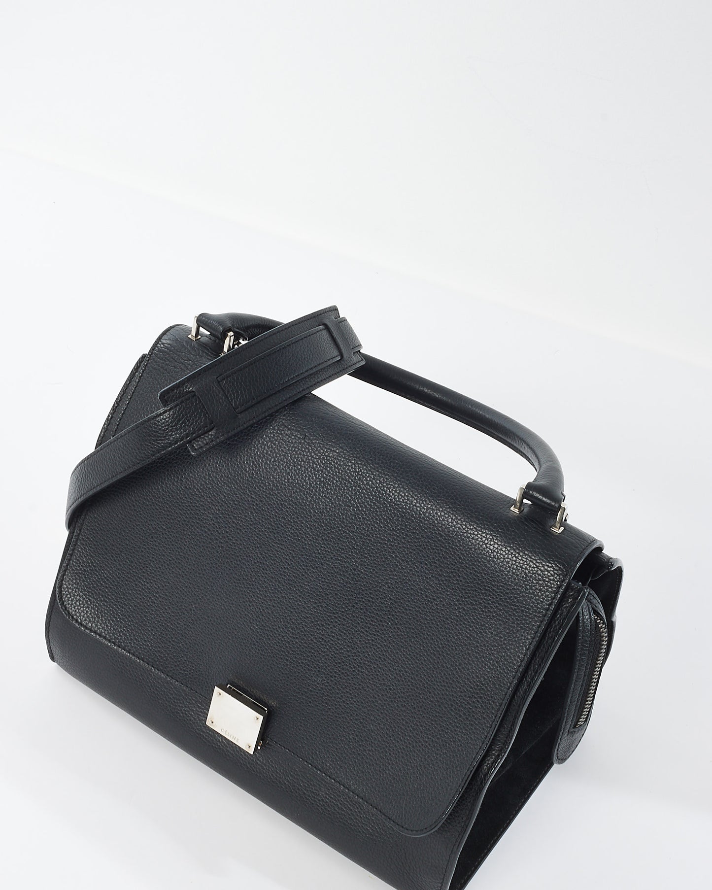 Celine Black Leather & Suede Trapeze Bag