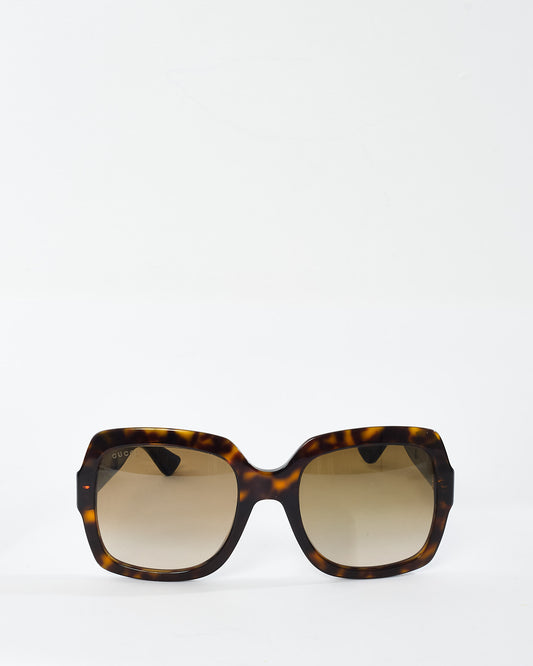 Gucci Tortoise Web Logo Oversized Square GG0036S Sunglasses