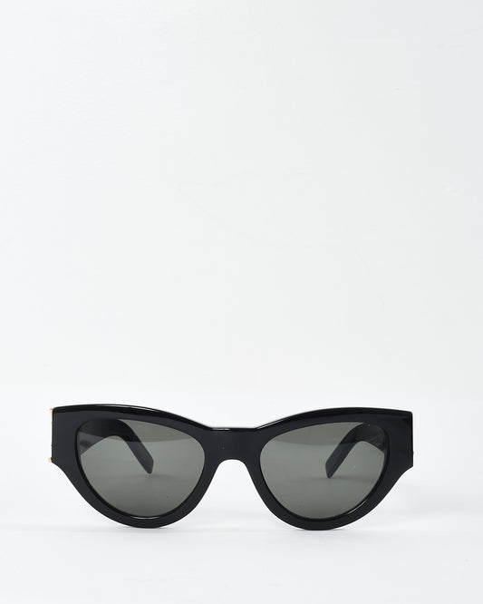 Saint Laurent Black Acetate Cat.3 Silver Logo Sunglasses