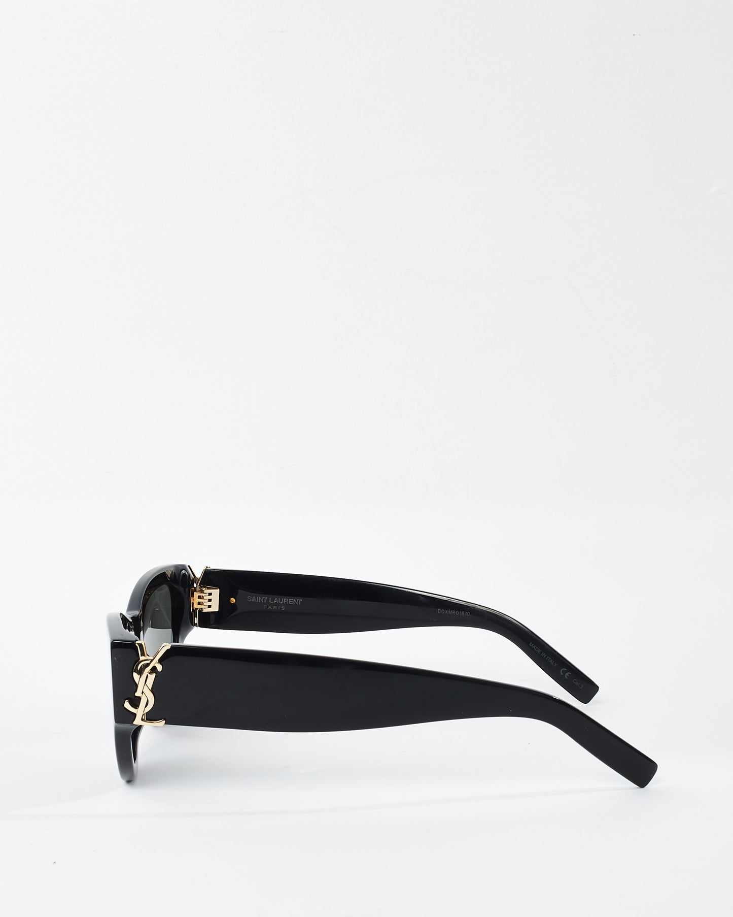 Saint Laurent Black Acetate Cat.3 Gold Logo Sunglasses