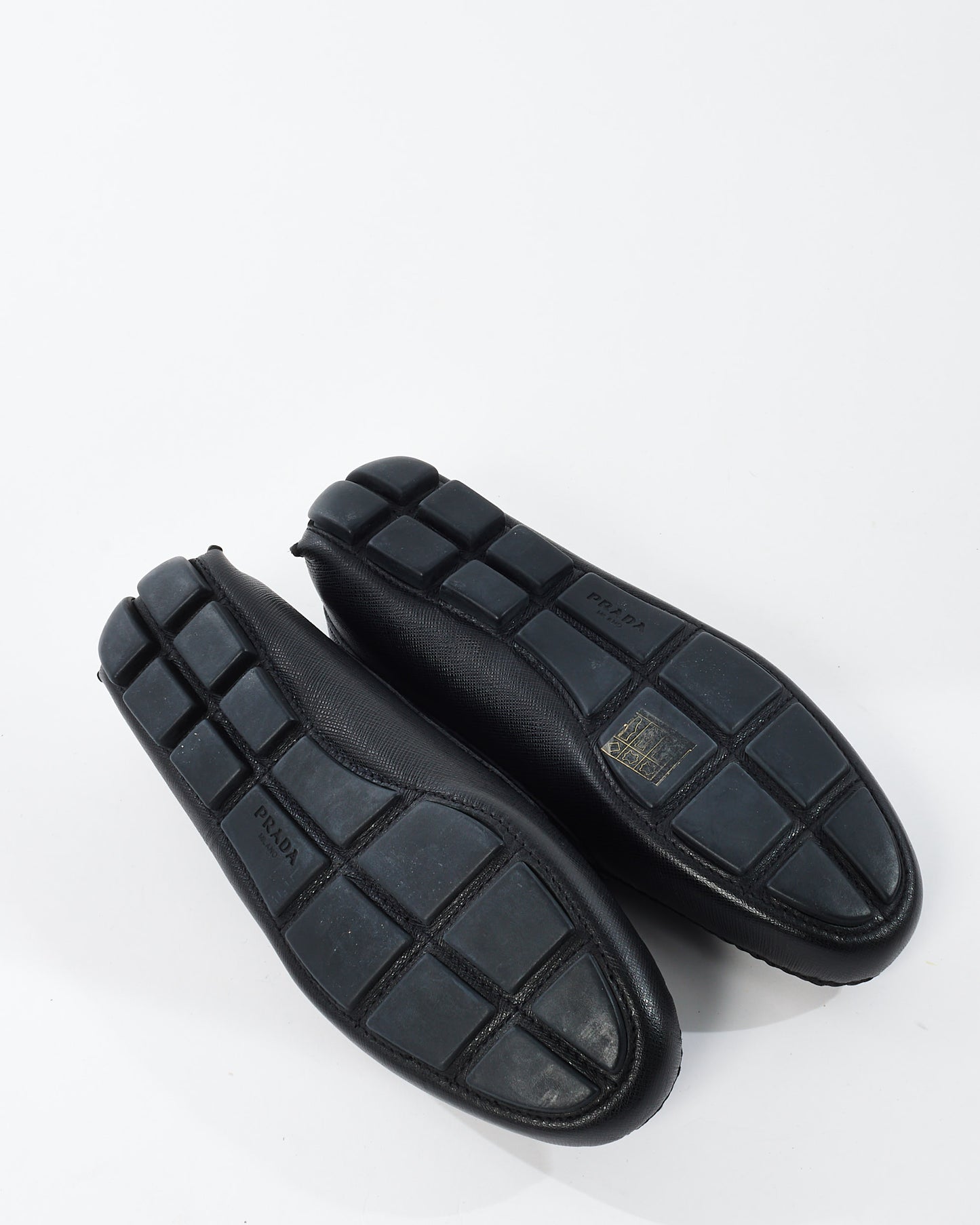 Prada Black Leather Logo Loafers - 35