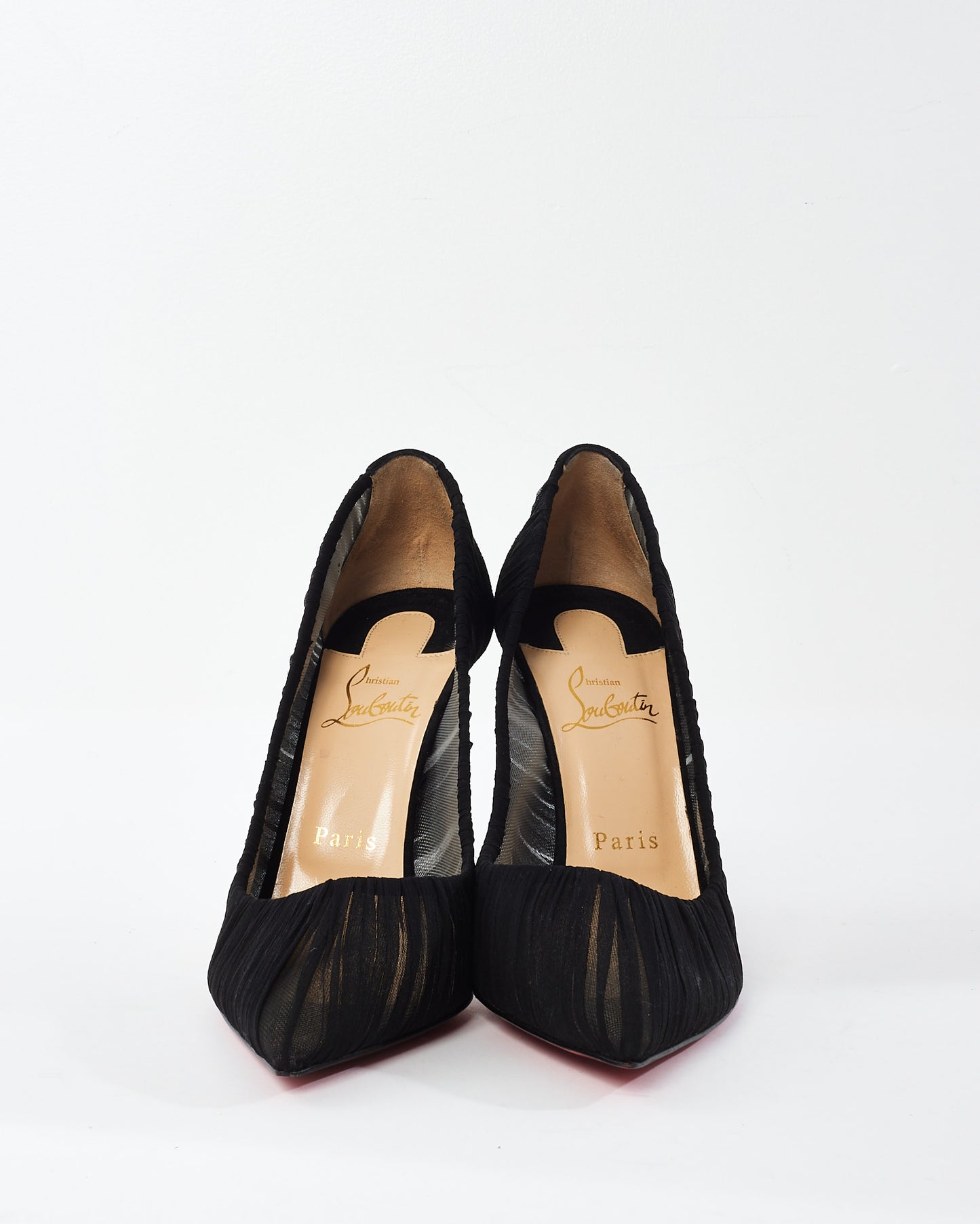 Christian Louboutin Black Chiffon Rushed Pumps - 38.5